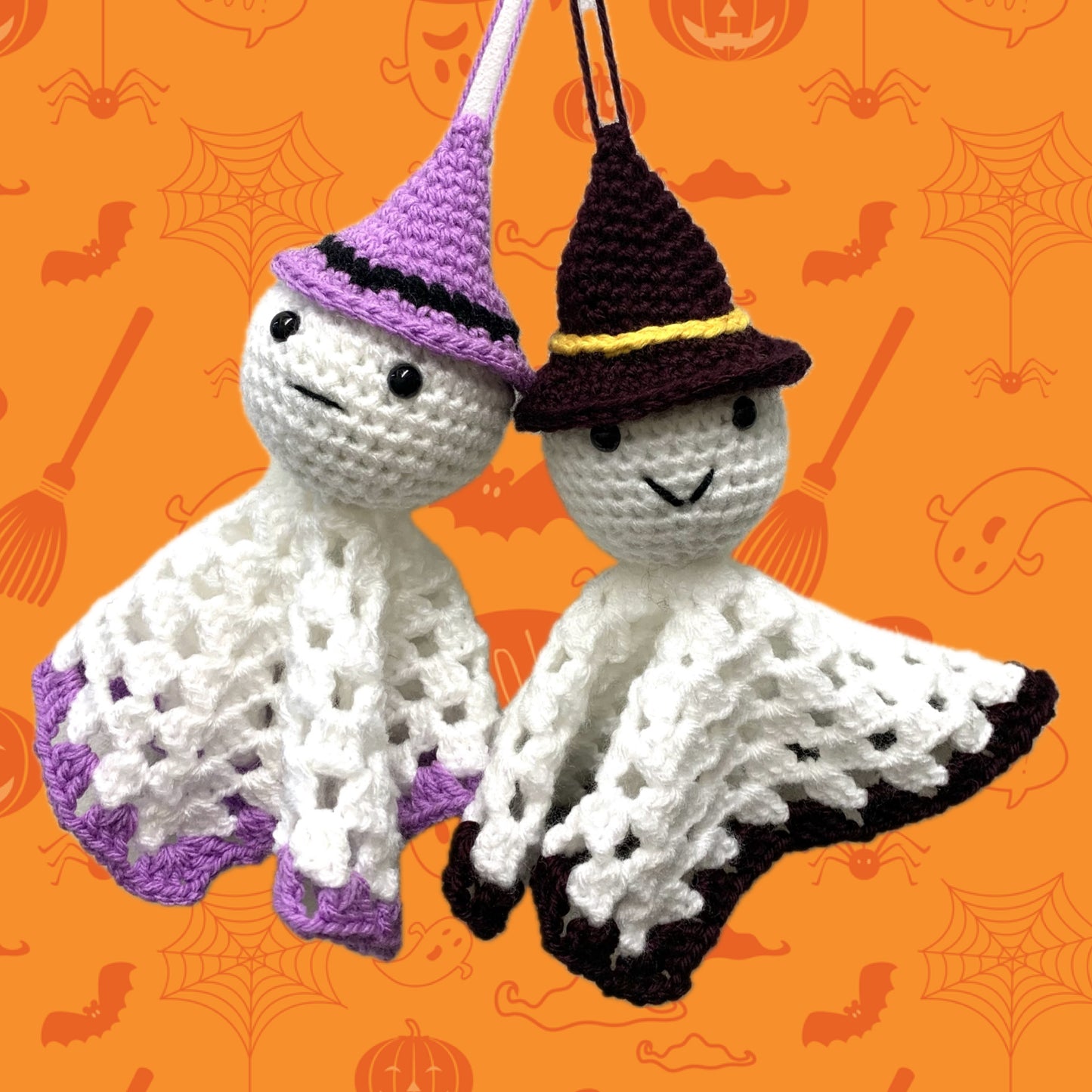 BEAKNITS- "HANGING PURPLE GHOST"- CROCHETED HALLOWEEN DECORATION