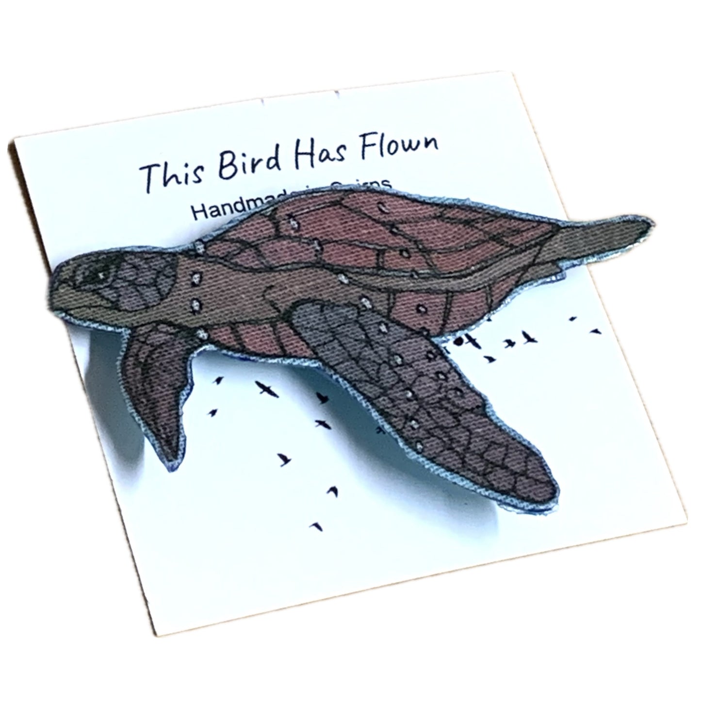 MAKIN' WHOOPEE- Swimming Turtle- Fabric Remnant Brooches