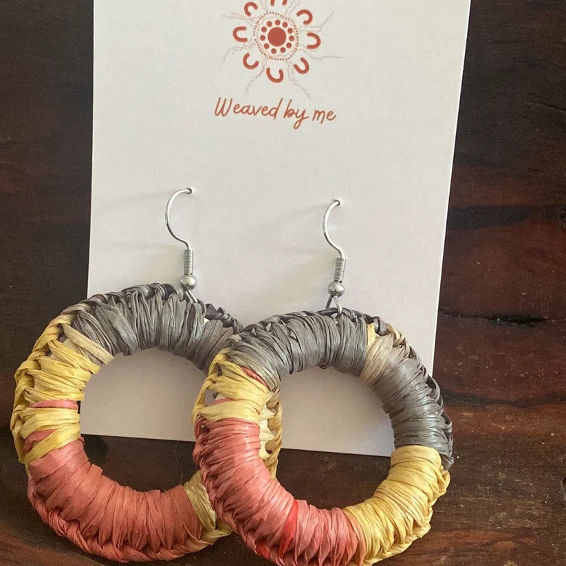 WEAVED BY ME - Indigenous Woven Hoop Earrings- Indigenous Colours