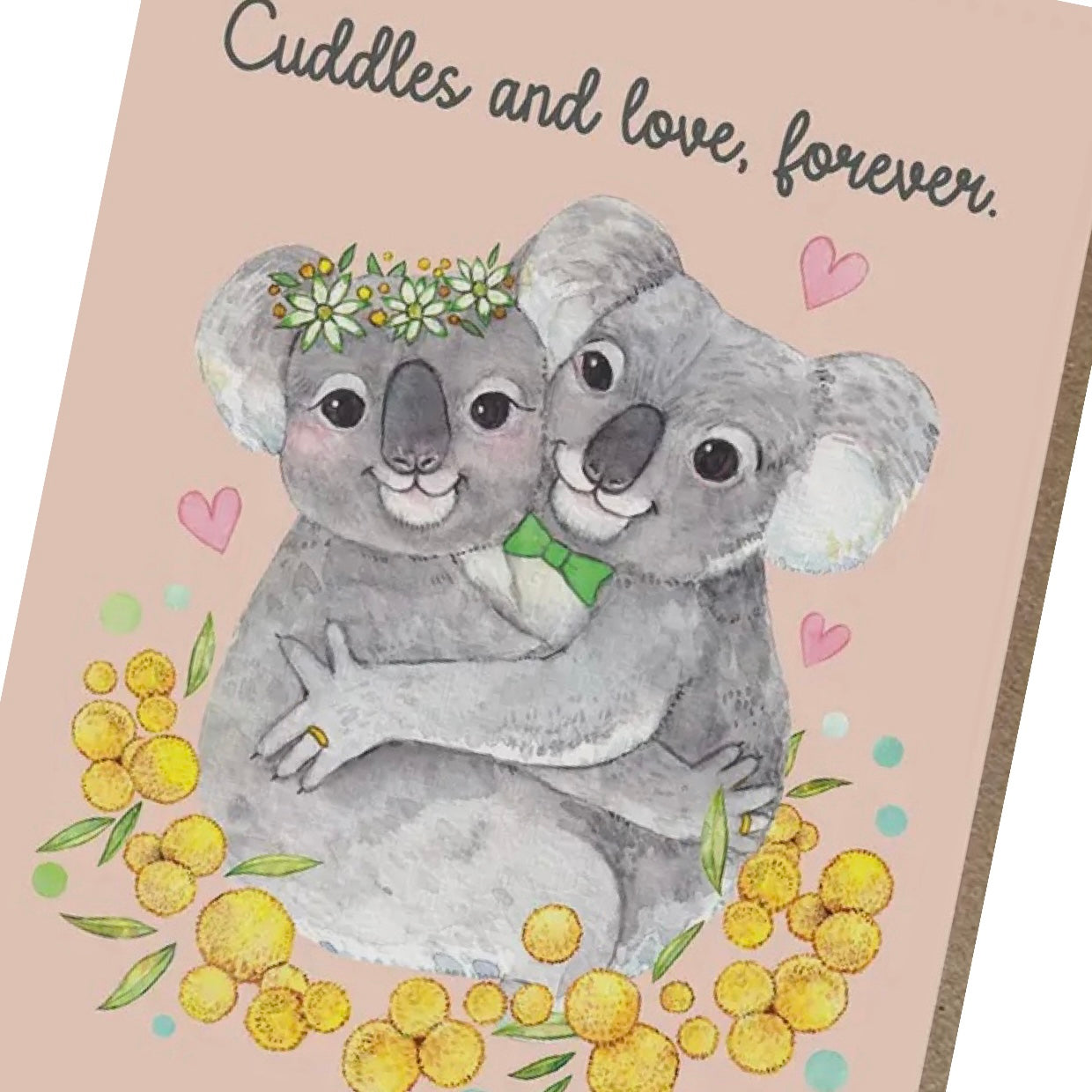 WATERCOLOURS BY CAT- "Cuddles and Love Forever"- Koala Wedding Card