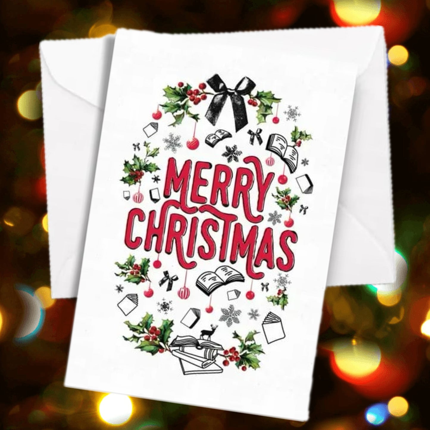 NOOK & BURROW- "Merry Bookish Christmas"- Christmas Card