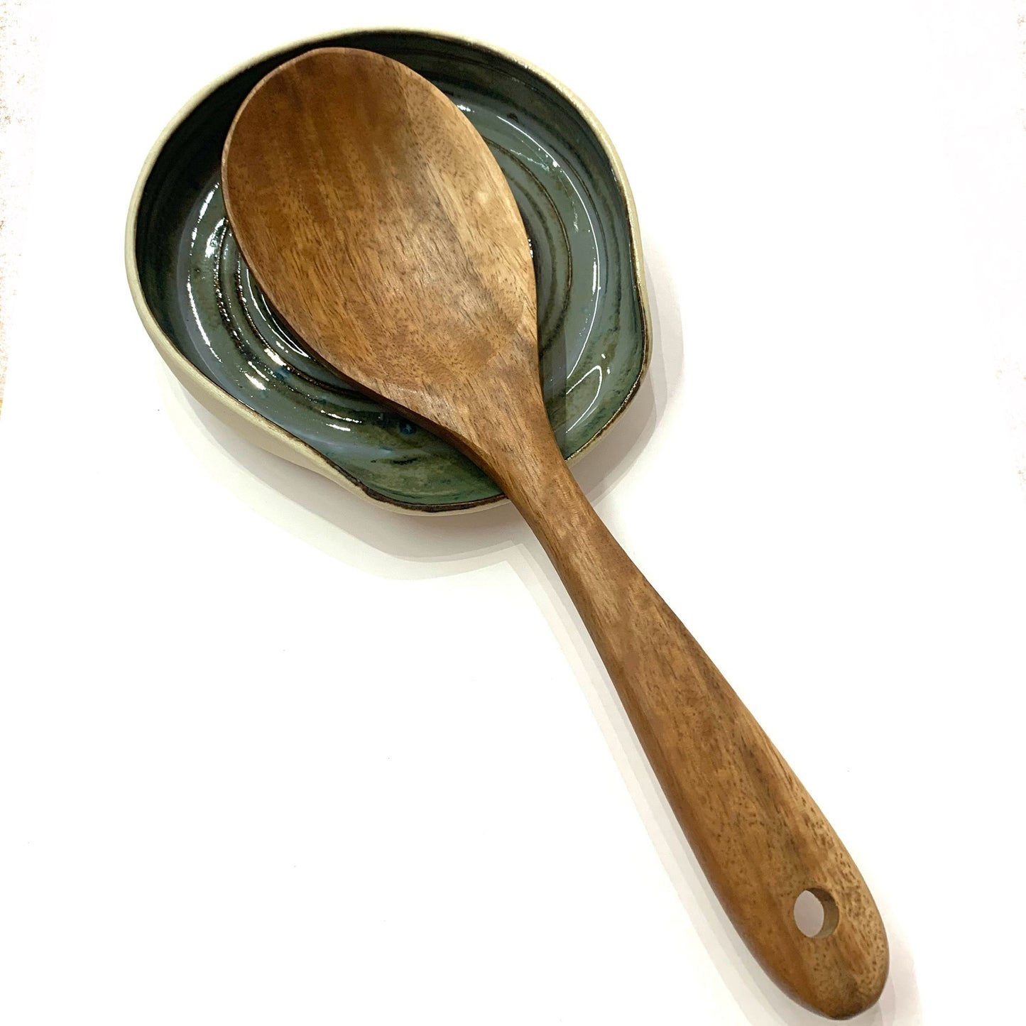 POTTERESS BY ALICIA - Spoon Rest - Blue/Green Swirl