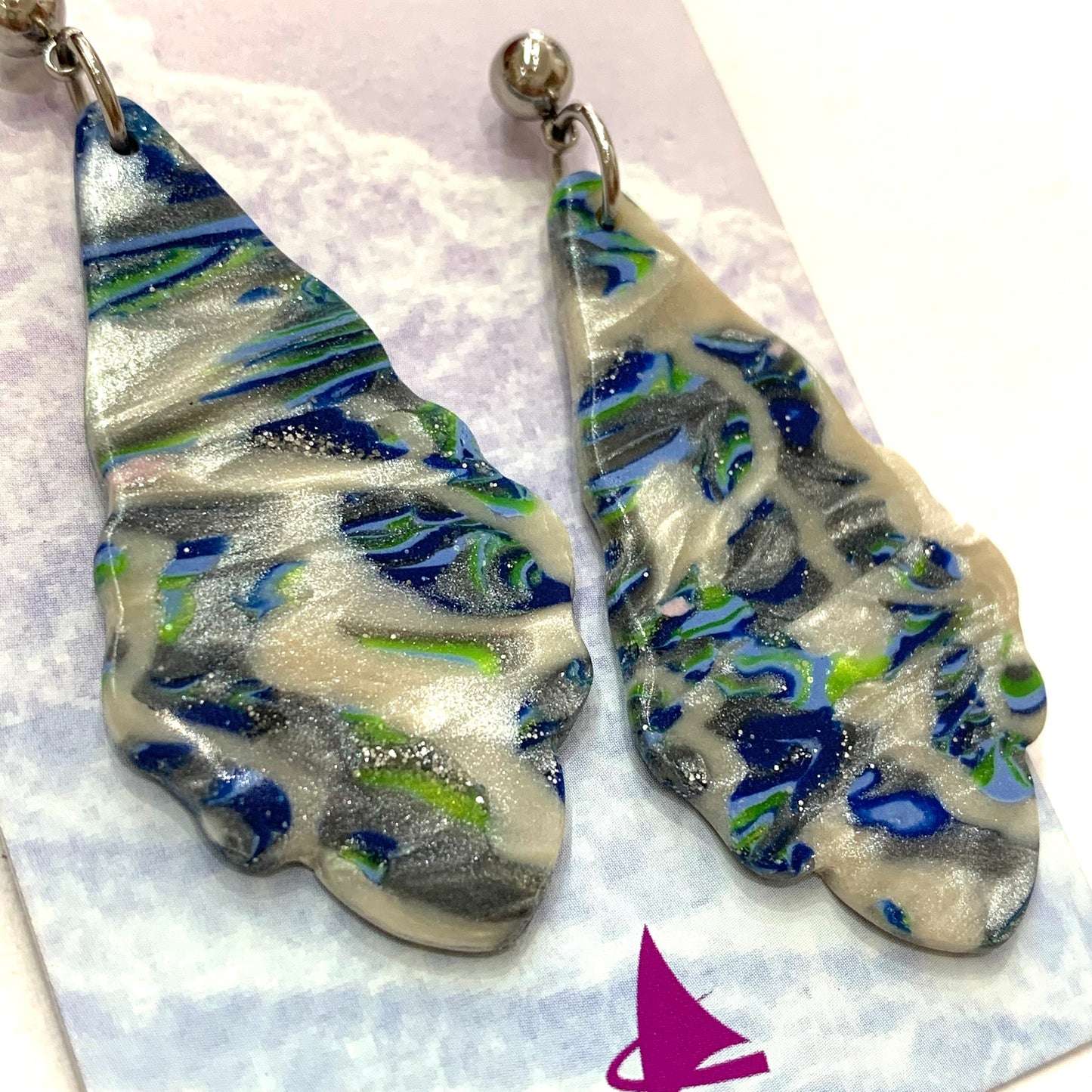 Sailvie Creations - Pearl Sea Scalloped Ball Stud Dangle Earrings