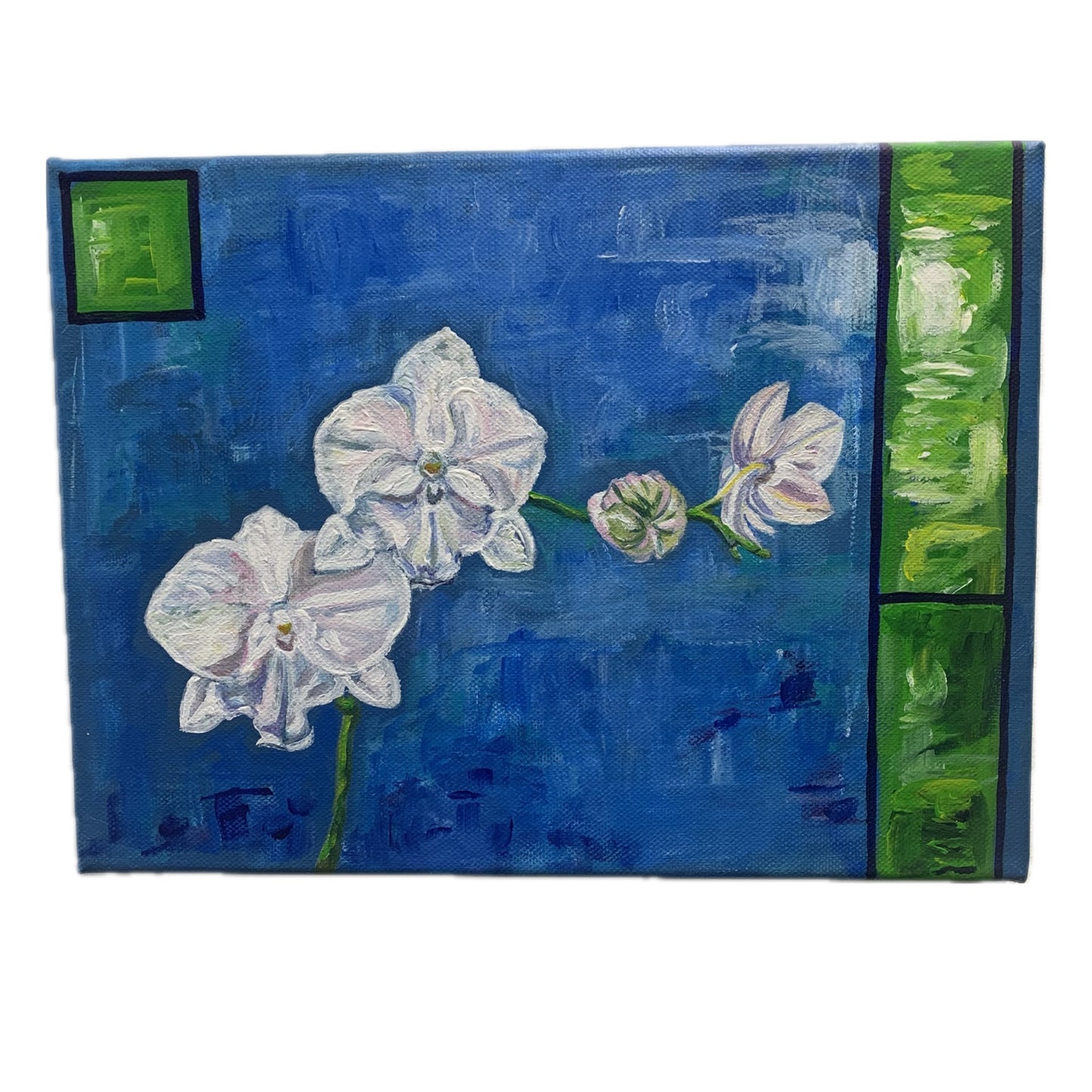 CARLEY CLARKE-RUSHTON - "Phalanopsis & Stained Glass" PAINTING