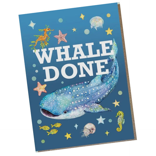 WATERCOLOURS BY CAT- Whale Done Greeting Card- Whale Shark