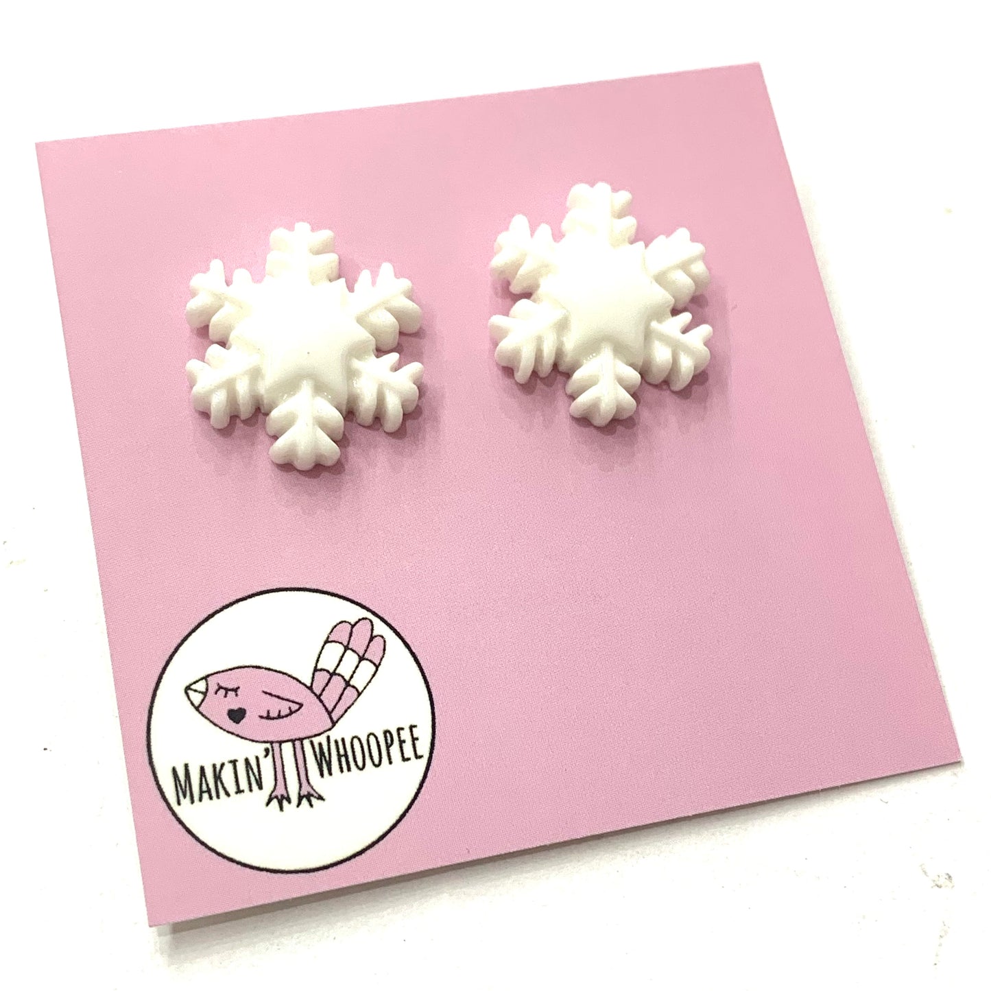 MAKIN' WHOOPEE - "Retro Snowflake" STATEMENT CHRISTMAS BUTTON STUDS