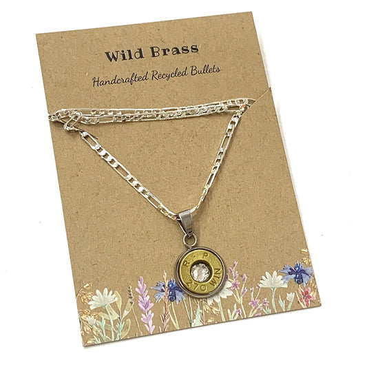 WILD BRASS- Pendant Necklace with Clear Swarovski Crystals