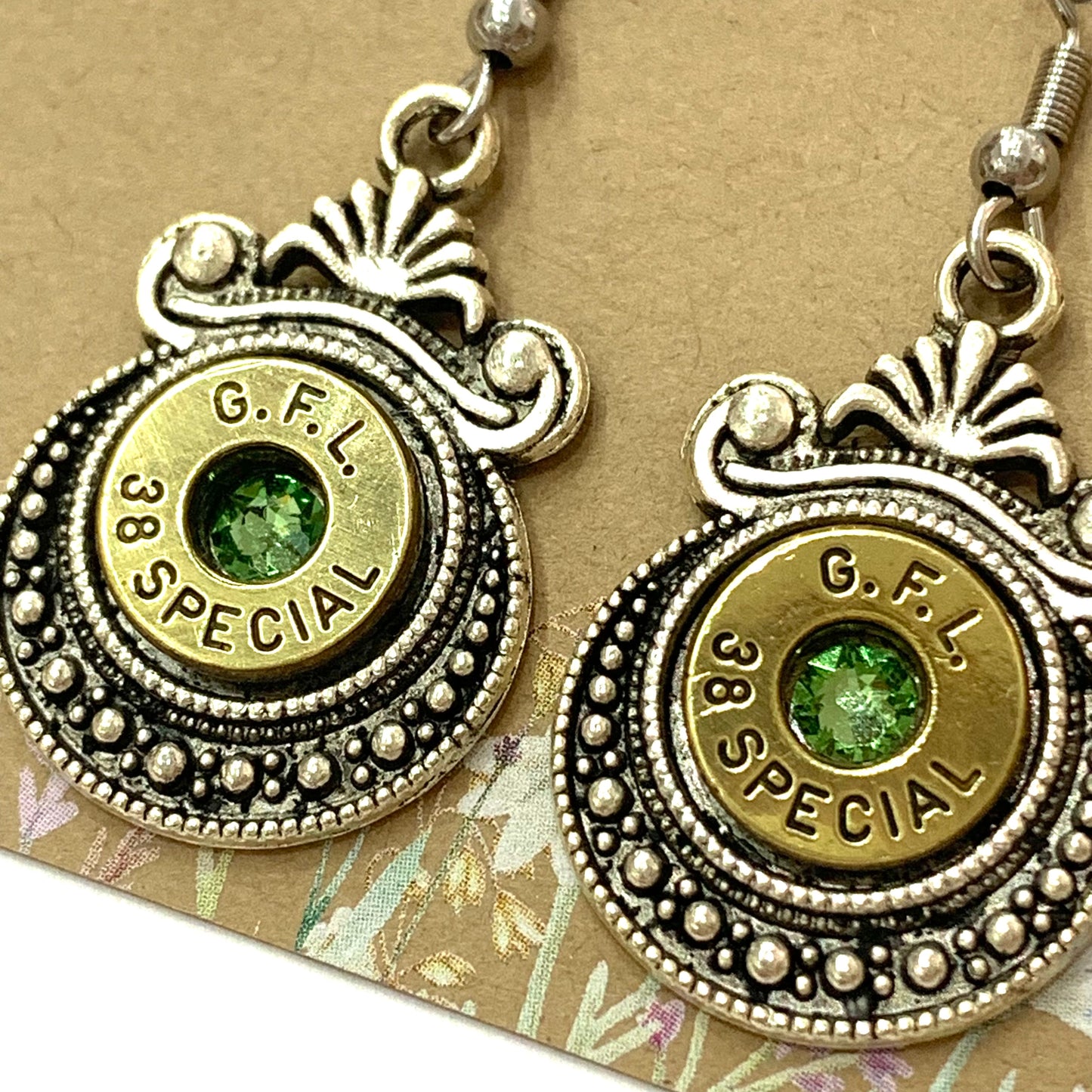 WILD BRASS- Aztec Drops- Light Green Swarovski Crystal