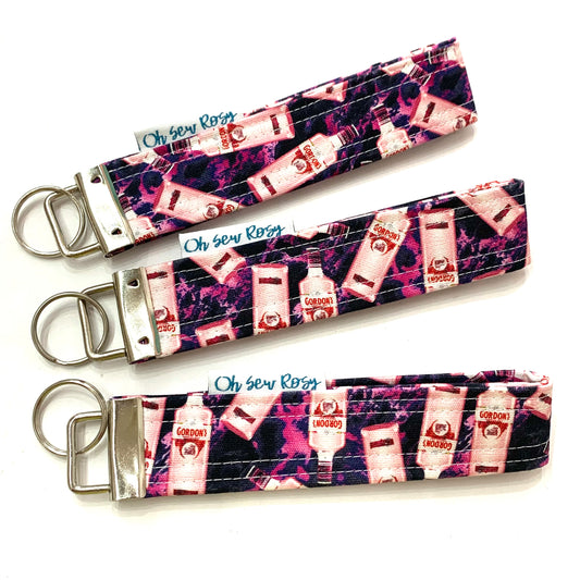 OH SEW ROSY: KEY FOBS/WRISTLET- GORDON'S PINK GIN