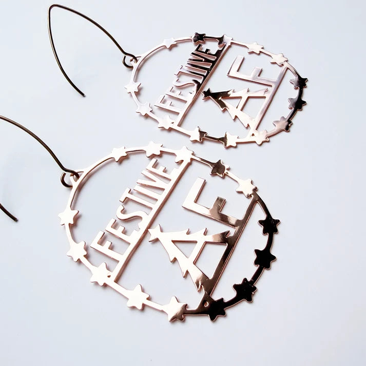 DENZ & CO- Festive AF Earring in Rose Gold - CHRISTMAS DANGLE EARRINGS