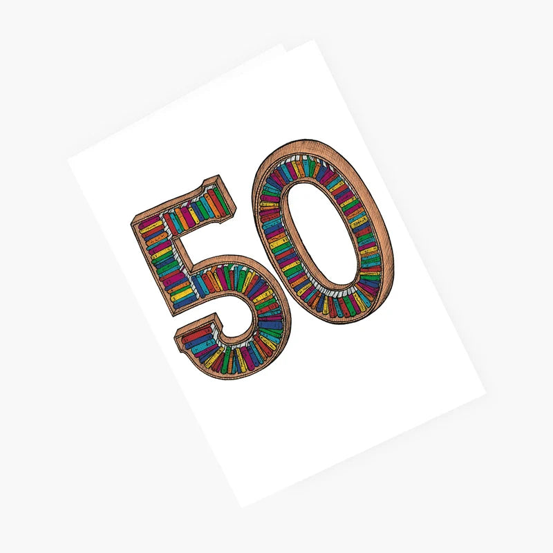 The Nonsense Maker- Fiftieth Birthday Bookcase- 50th Birthday Card