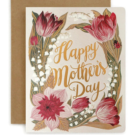 BESPOKE LETTERPRESS - Folk 'Happy Mother's Day' Greeting Card