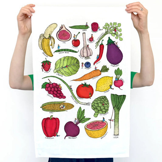 The Nonsense Maker- Fruit and Veg- Artist Tea Towel