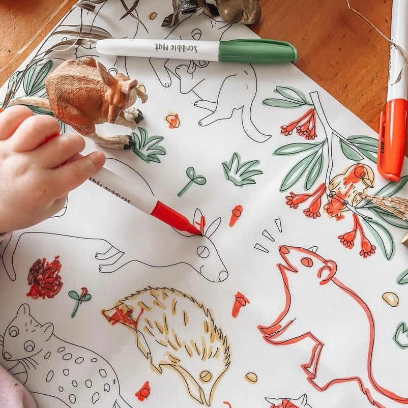 SCRIBBLE MAT- ORIGINAL- Baby Australian Animals Reusable Scribble Mat