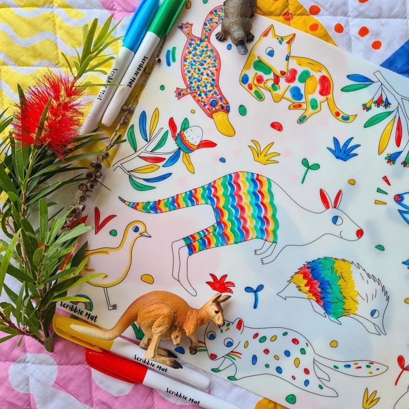 SCRIBBLE MAT- ORIGINAL- Baby Australian Animals Reusable Scribble Mat