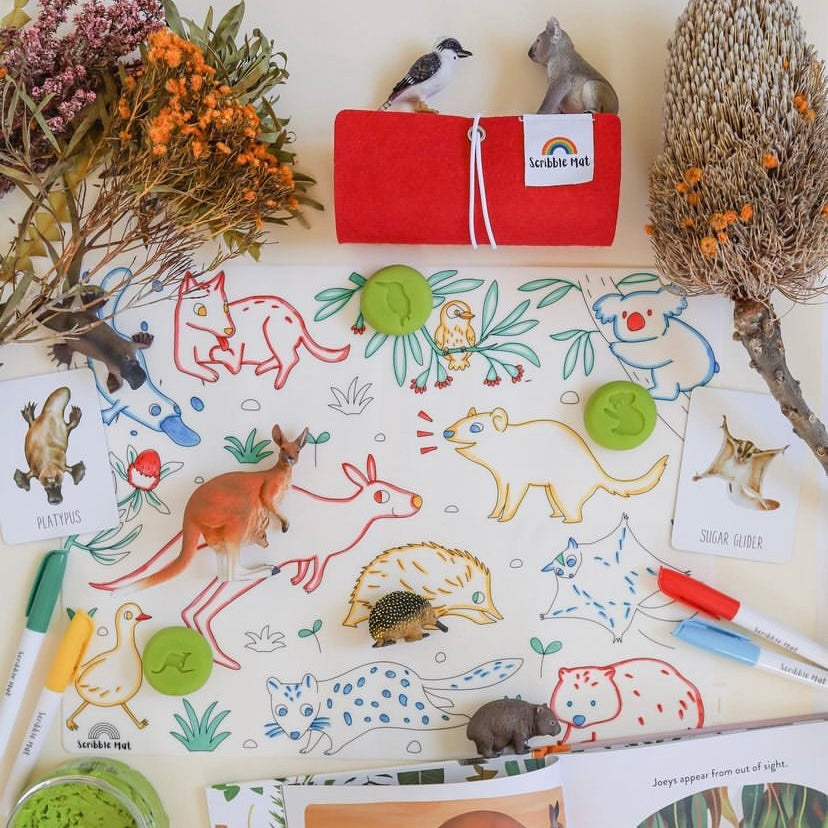 SCRIBBLE MAT- ORIGINAL- Baby Australian Animals Reusable Scribble Mat