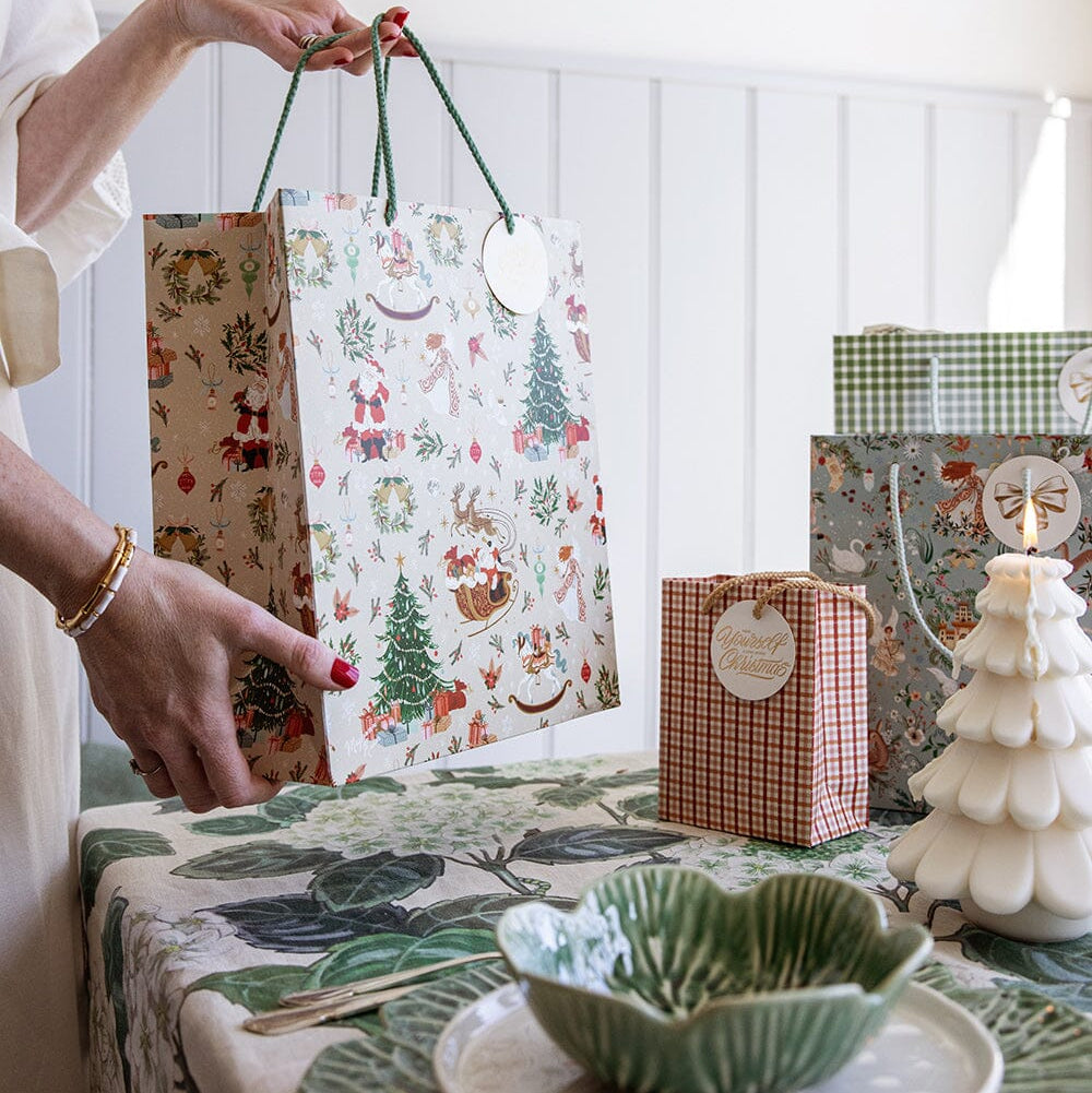 BESPOKE LETTERPRESS - "Jolly Santa" Large Christmas Gift Bag