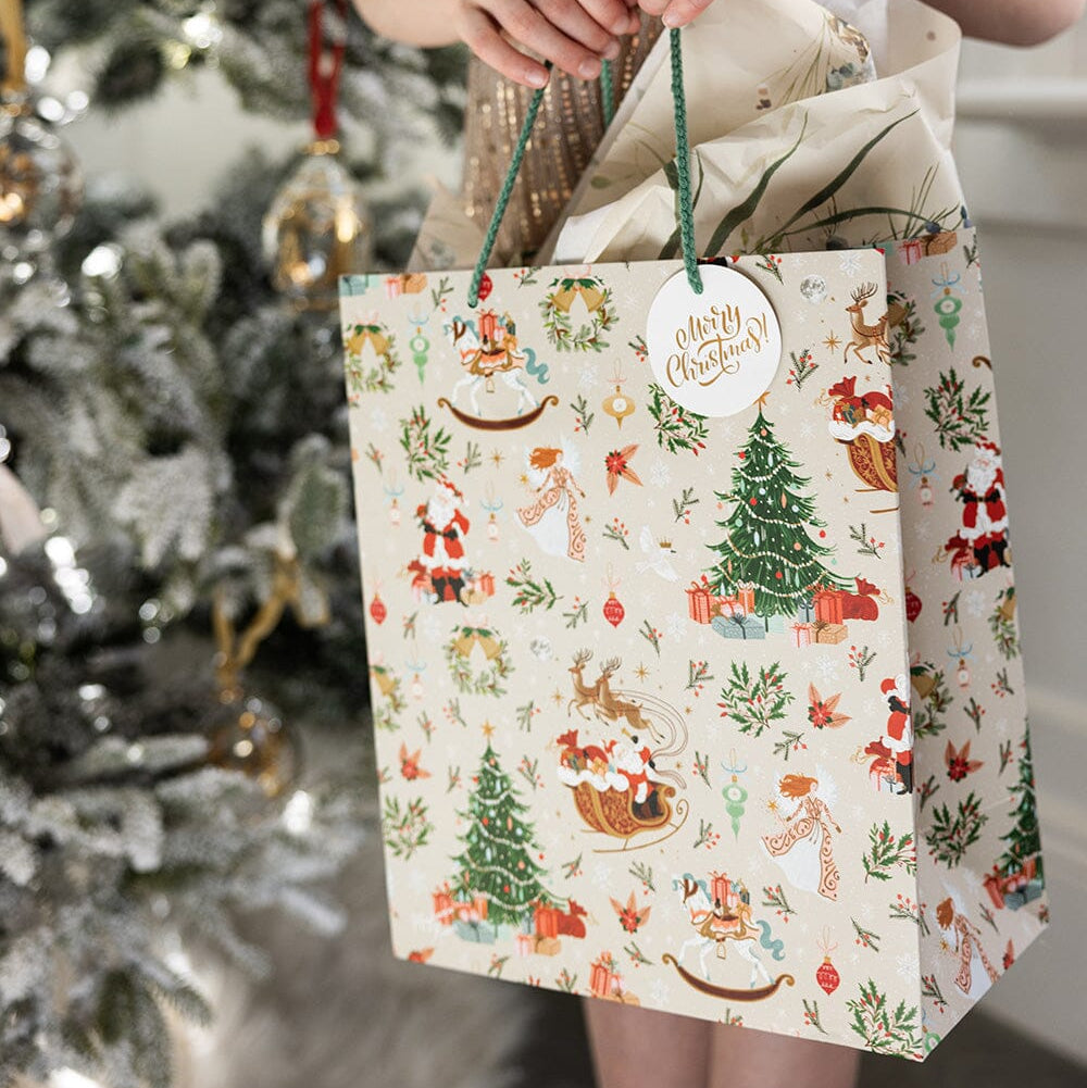 BESPOKE LETTERPRESS - "Jolly Santa" Large Christmas Gift Bag