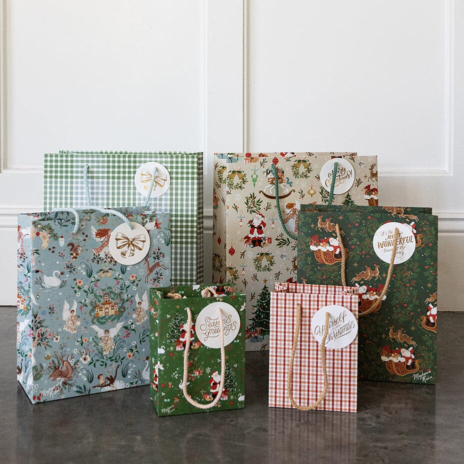 BESPOKE LETTERPRESS - "Nordic Blue Check" Large Gift Bag