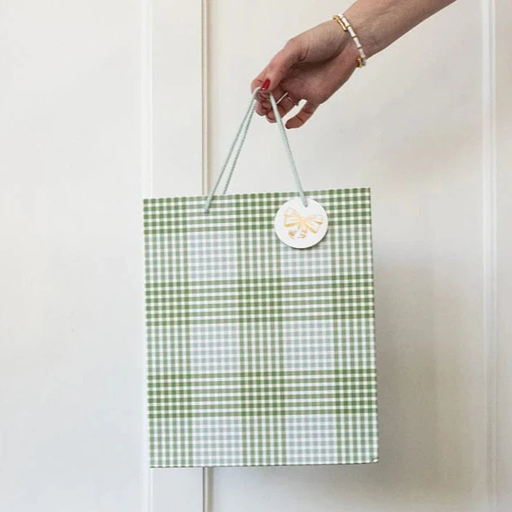 BESPOKE LETTERPRESS - "Nordic Blue Check" Large Gift Bag