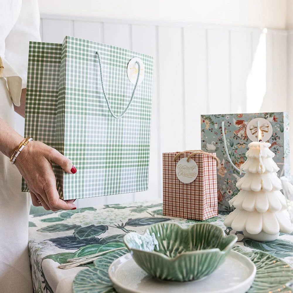 BESPOKE LETTERPRESS - "Nordic Blue Check" Large Gift Bag