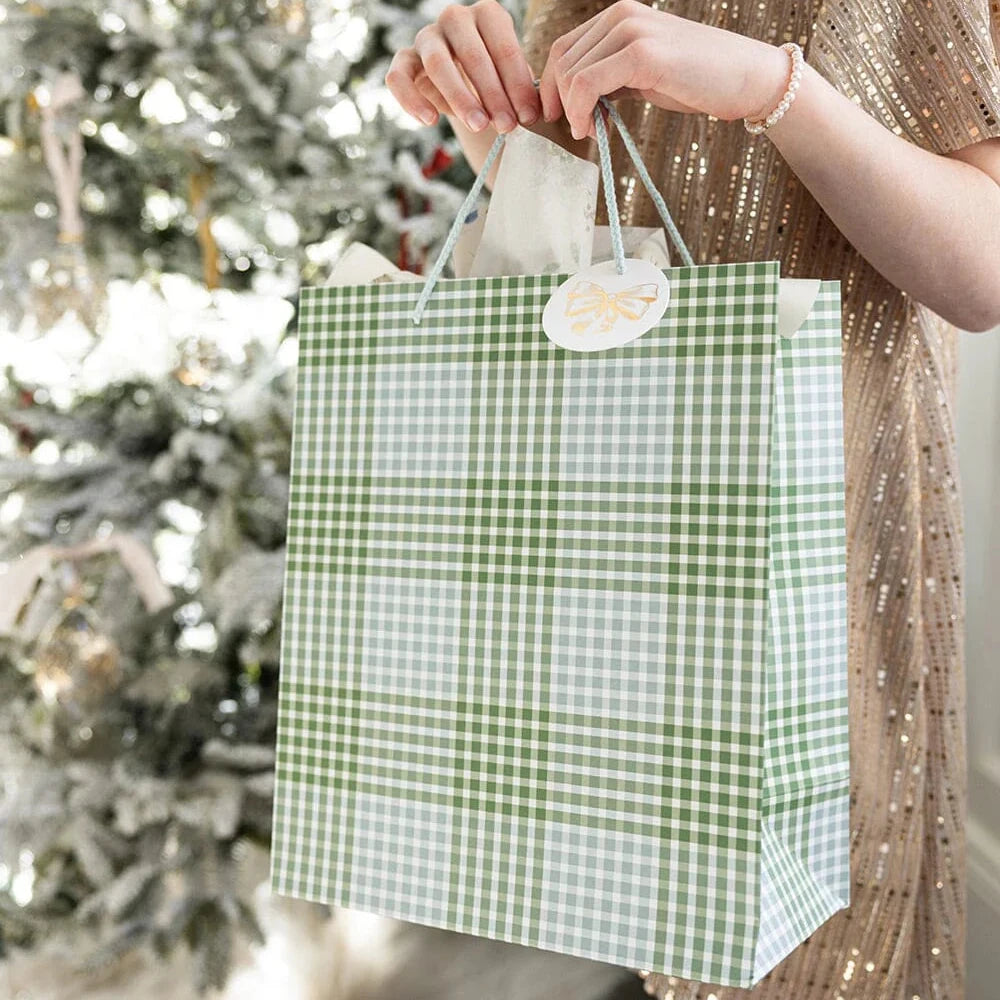 BESPOKE LETTERPRESS - "Nordic Blue Check" Large Gift Bag