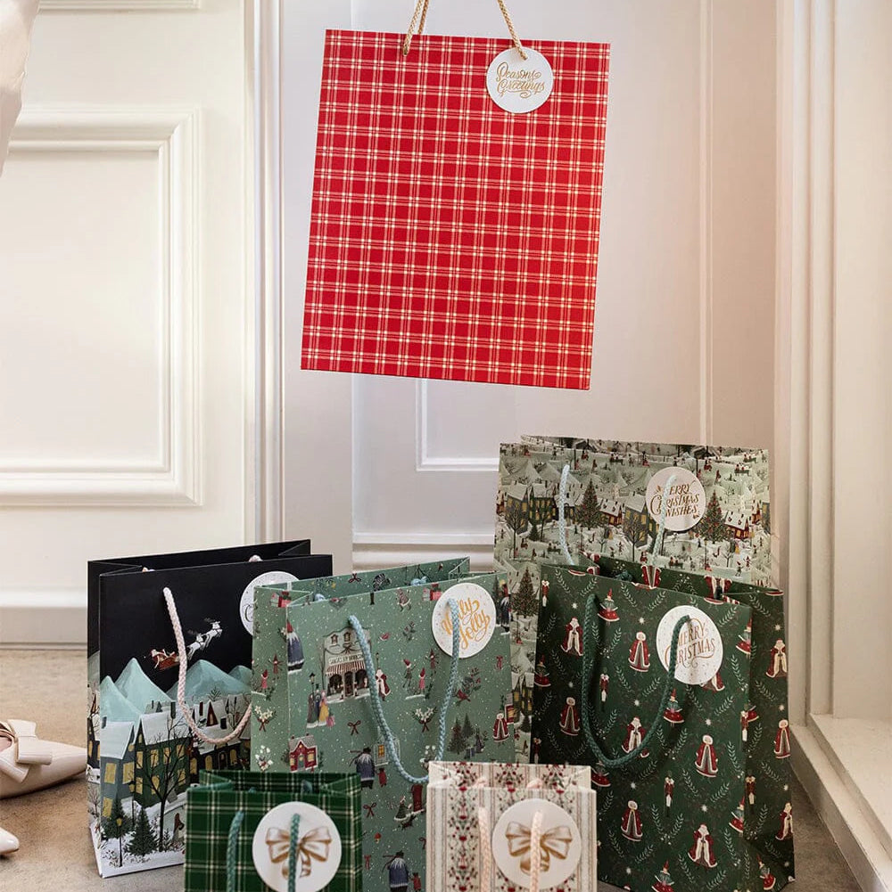 BESPOKE LETTERPRESS - "Red Check" Large Gift Bag