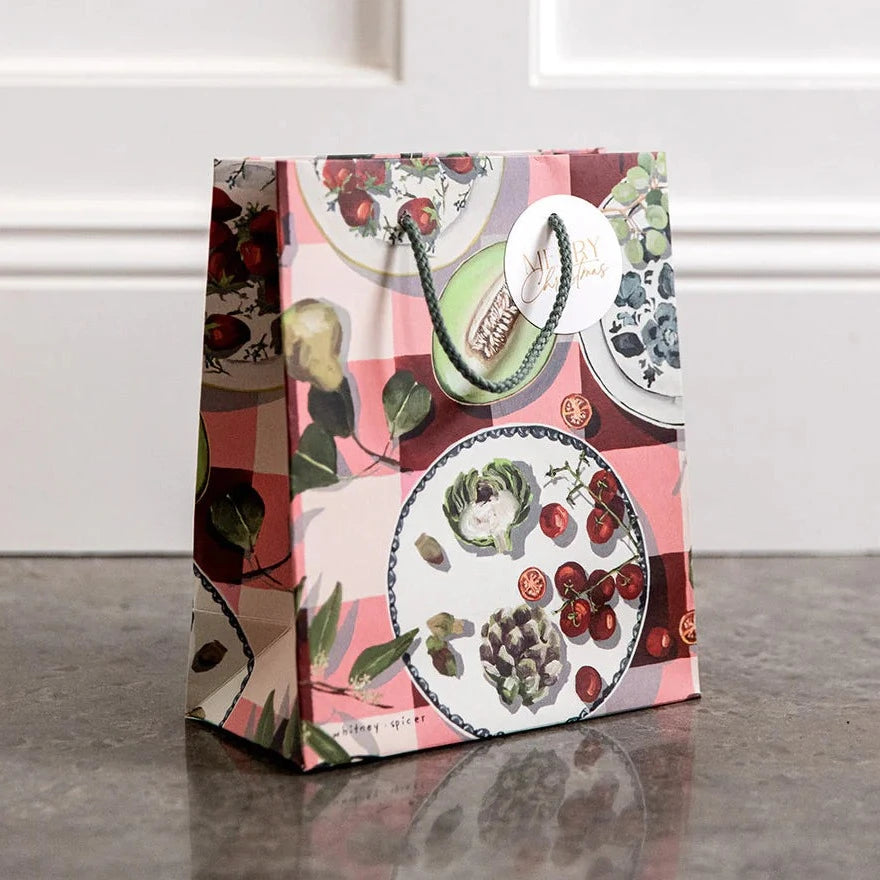 BESPOKE LETTERPRESS - "Red Gingham" Medium Gift Bag