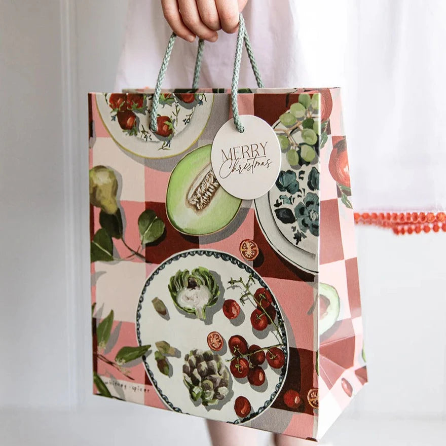 BESPOKE LETTERPRESS - "Red Gingham" Medium Gift Bag