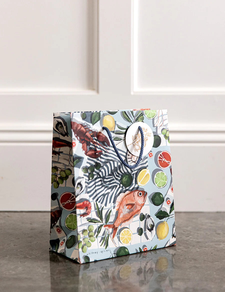 BESPOKE LETTERPRESS - "Fish & Citrus" Medium Gift Bag