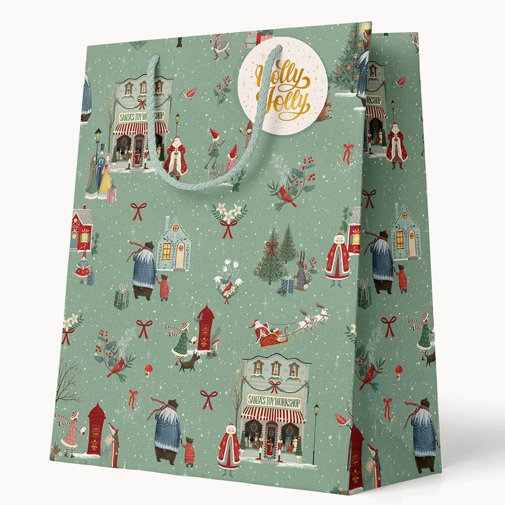 BESPOKE LETTERPRESS - "Santas Toy Workshop" Medium Christmas Gift Bag