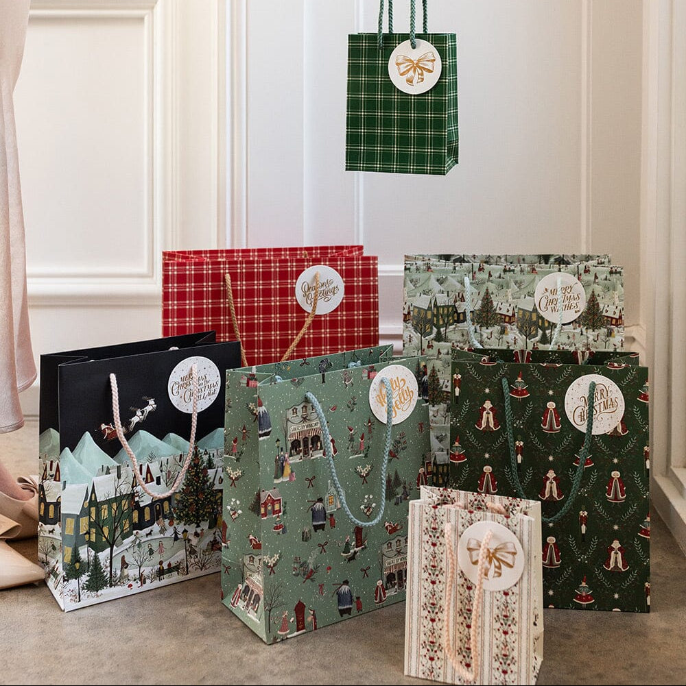 BESPOKE LETTERPRESS - "Green Spruce Tartan" Small Gift Bag