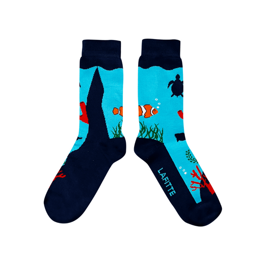 LAFITTE - GREAT BARRIER REEF SOCKS - BLUE COTTON