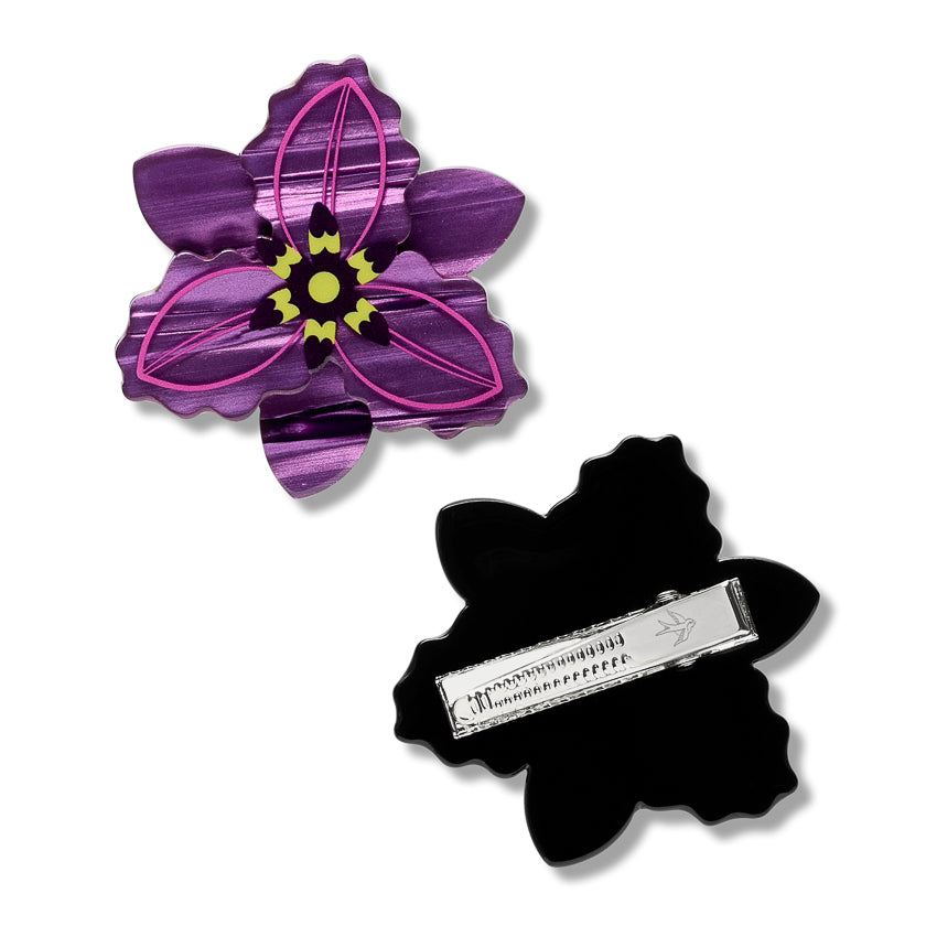 ERSTWILDER - "Chocolate Lily" Hair Clips 2 Piece - ROYAL BOTANIC GARDENS VICTORIA