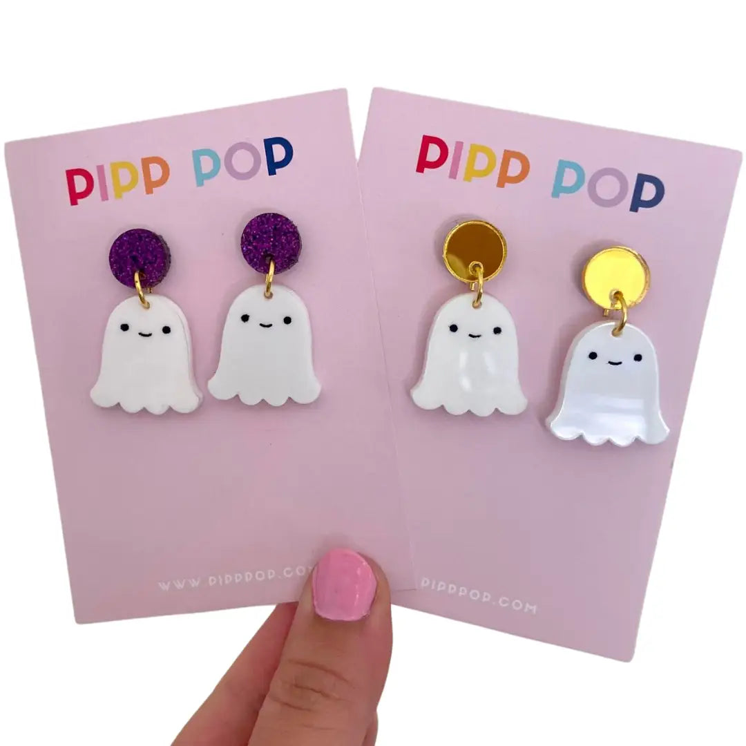 PIPP POP- Halloween Ghost Dangles Gold Top
