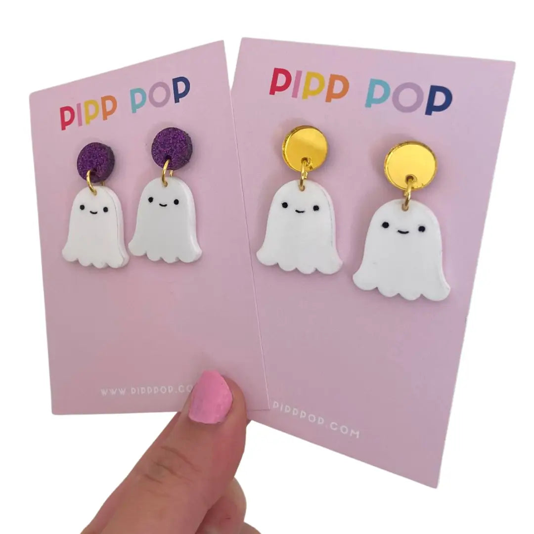 PIPP POP- Halloween Ghost Dangles Gold Top