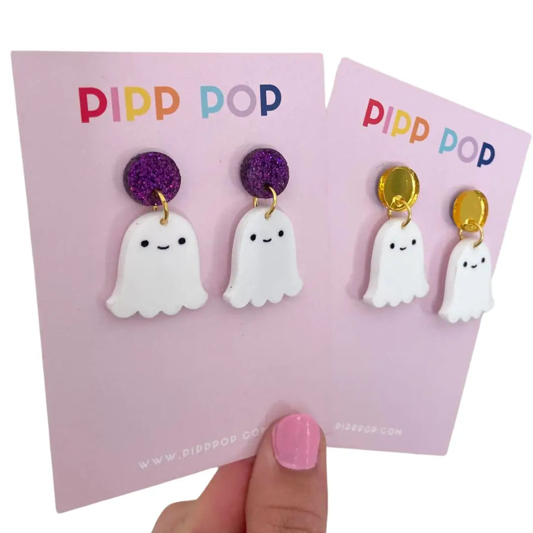 PIPP POP- Halloween Ghost Dangles Gold Top