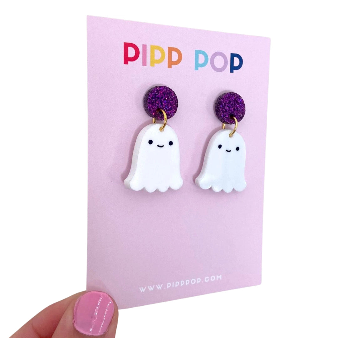 PIPP POP- Halloween Ghost Dangles Purple Top