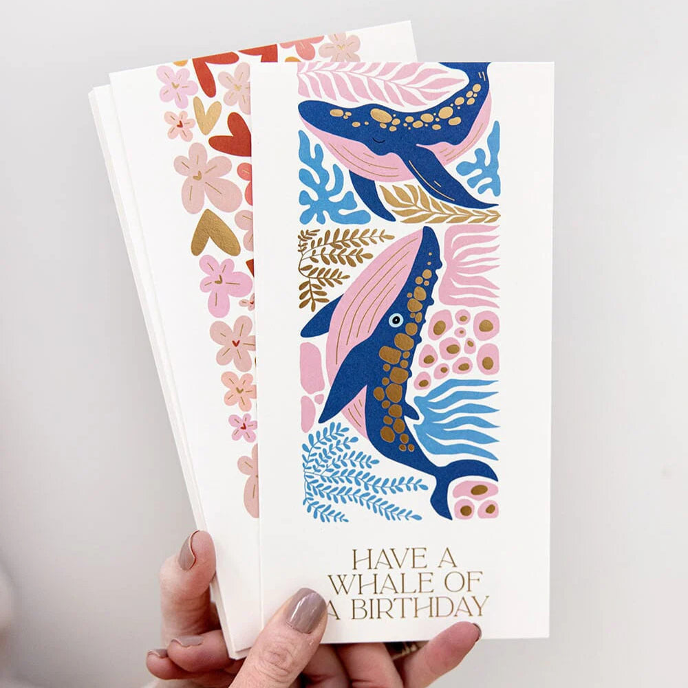 BESPOKE LETTERPRESS - "Whale of a Birthday" Tall Greeting Card
