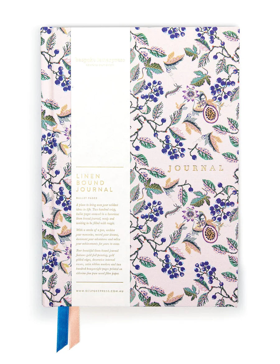 BESPOKE LETTERPRESS - Linen Bound Journal - Huckleberry (Bullet Journal)