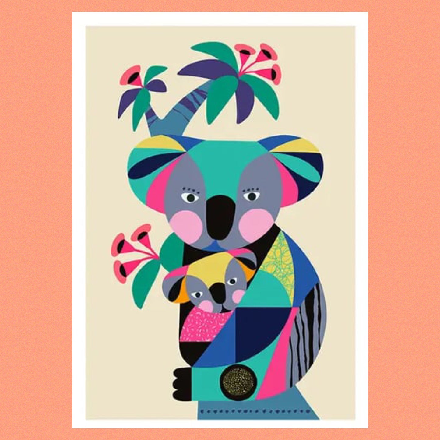 3 BIRDIES STUDIO- "Mummy and Baby Koala" A4 Art Print