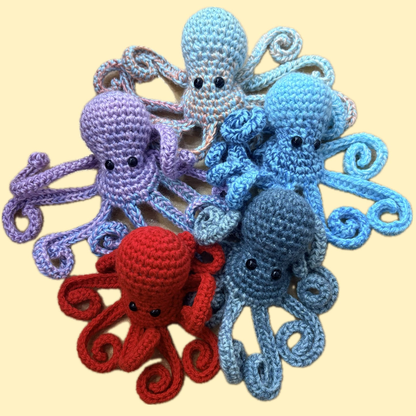 BEAKNITS- CROCHETED OCTOPUS- Dappled Blues