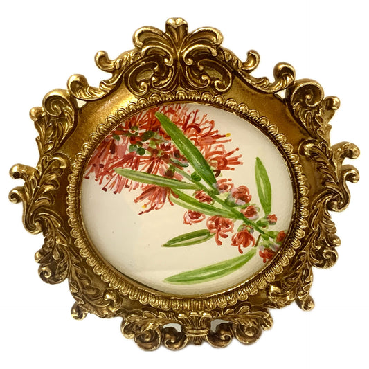 CARLEY CLARKE-RUSHTON - "Botanical #2"- Gold Round- Original Watercolours in Thrifted Frames