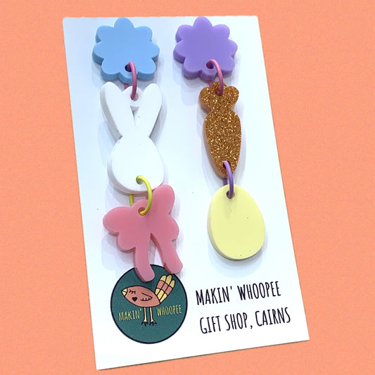 MAKIN' WHOOPEE - "Easter Stacks" 6 Piece Mismatched DANGLE EARRINGS