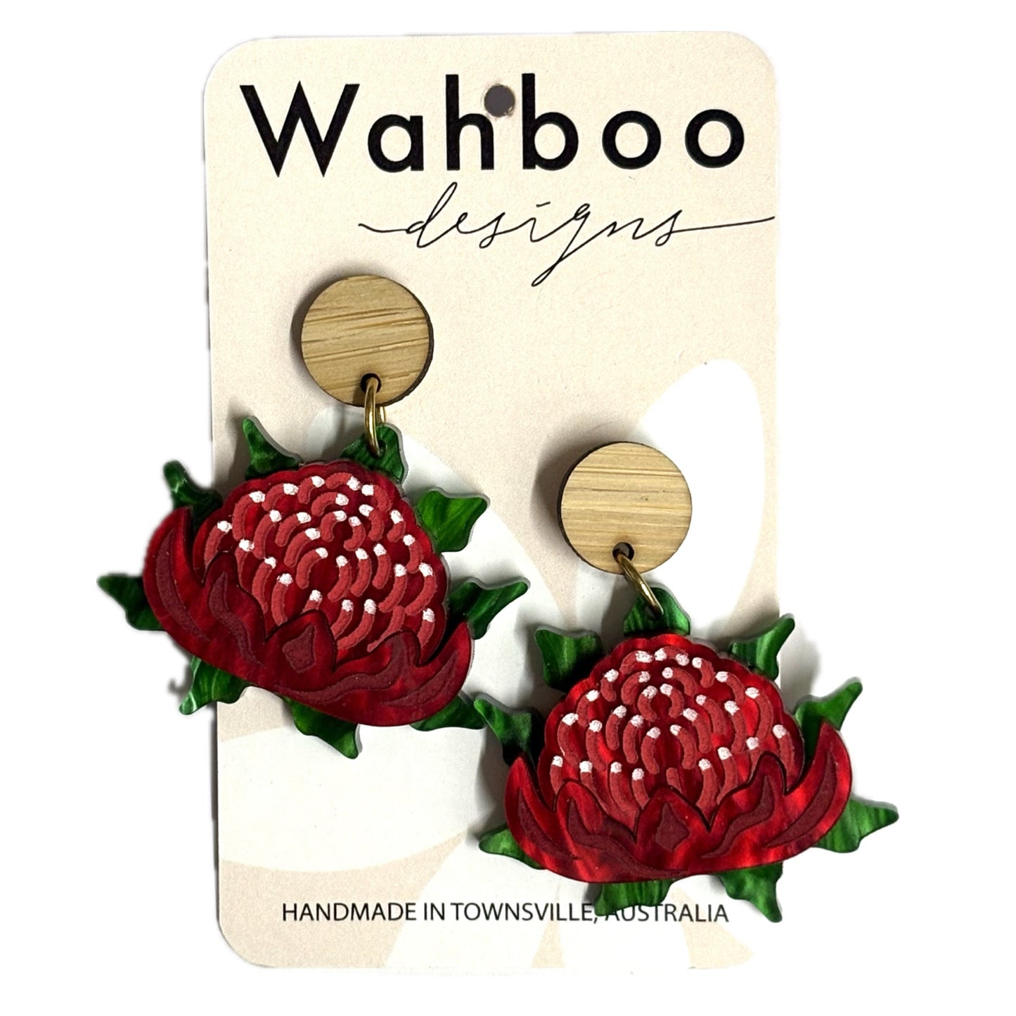 WAHBOO- Waratah Stud Dangle Earrings