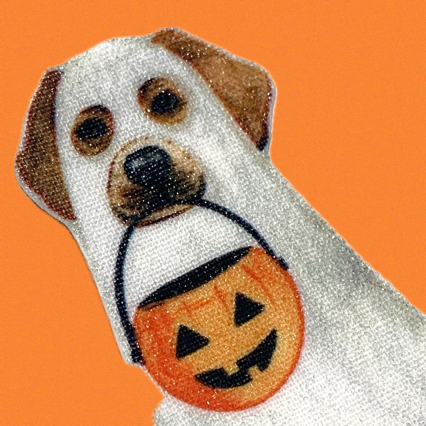 MAKIN' WHOOPEE - Pumpkin Paws- Fabric Remnant Halloween Dog Brooch