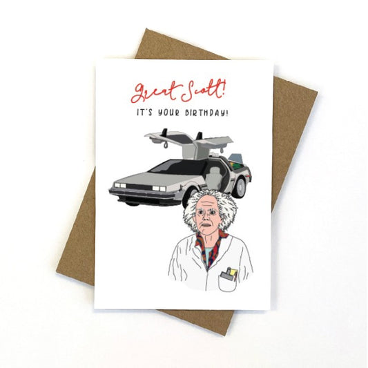 CANDLE BARK CREATIONS - FAMOUS FRIENDS- Back to the Future- Birthday Gift Card