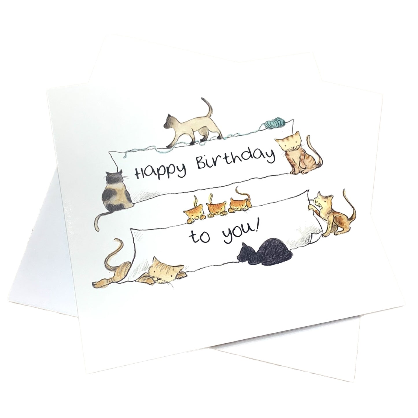 NUOVO - BIRTHDAY CATS SQUARE GREETING CARD