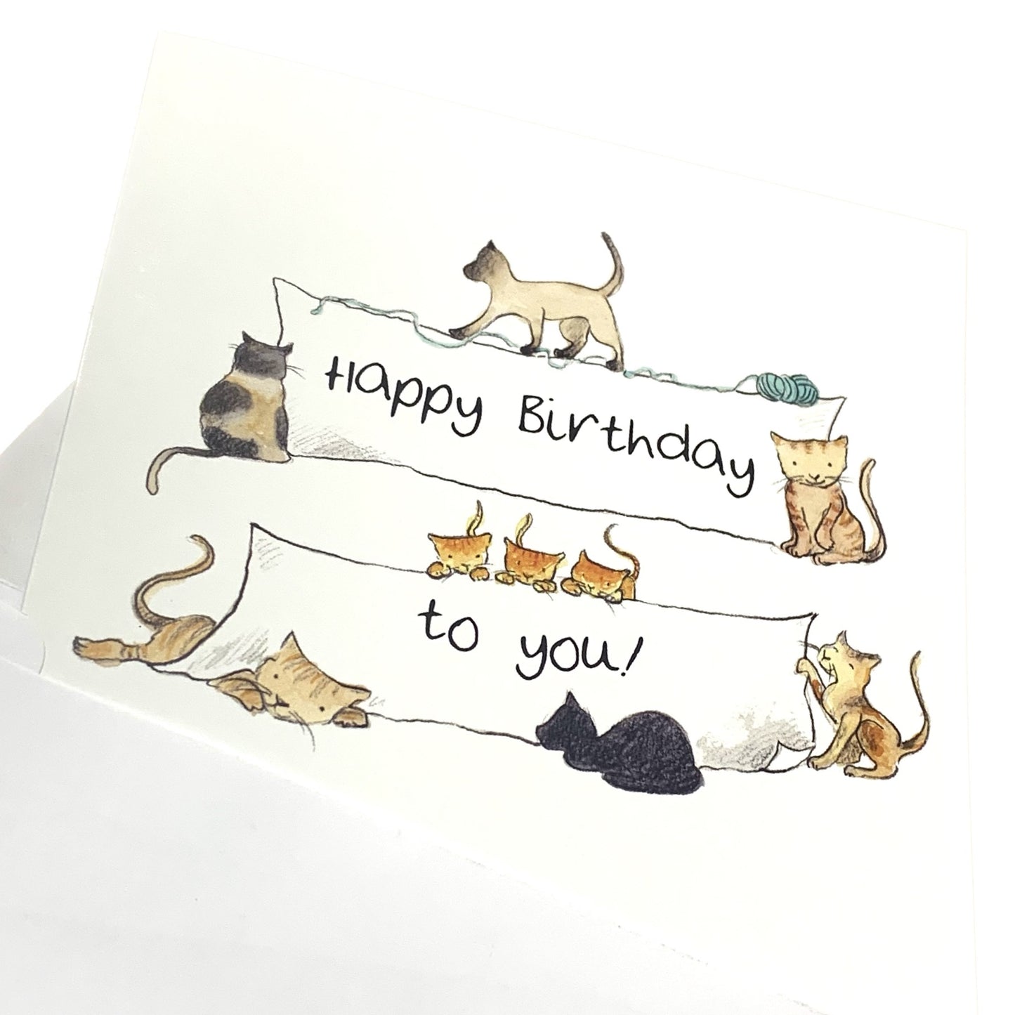 NUOVO - BIRTHDAY CATS SQUARE GREETING CARD