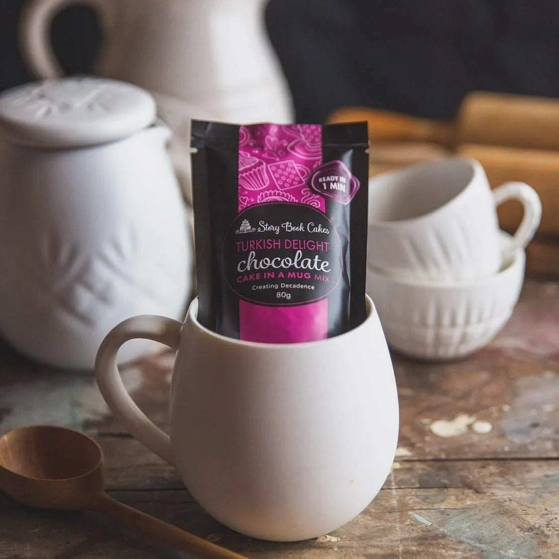 STORYBOOK CAKES - Turkish Delight Mud Cake in a Mug